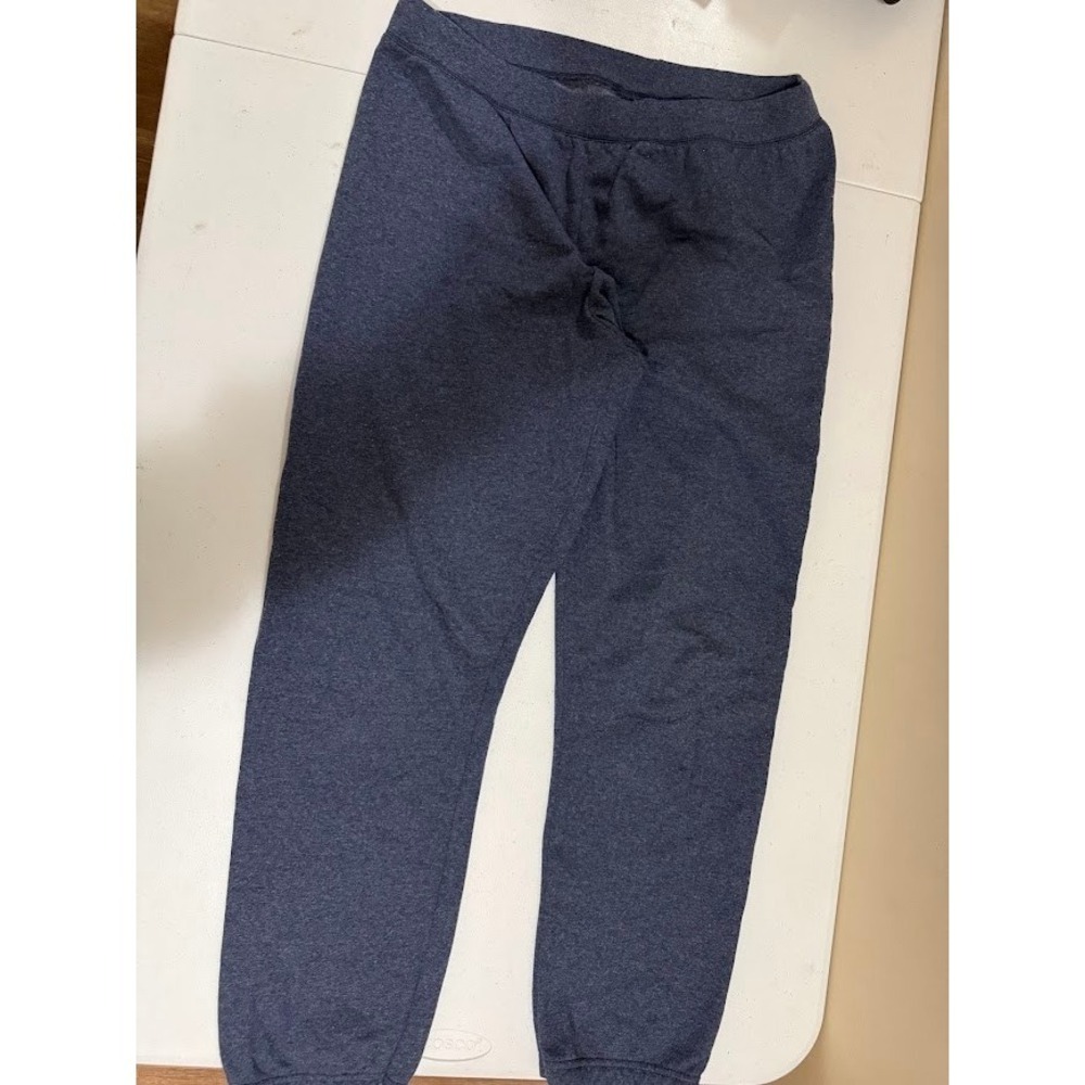 Hanes EcoSmart Mens Navy Blue Heather Fleece Sweatpants Large L Elastic Cuffs